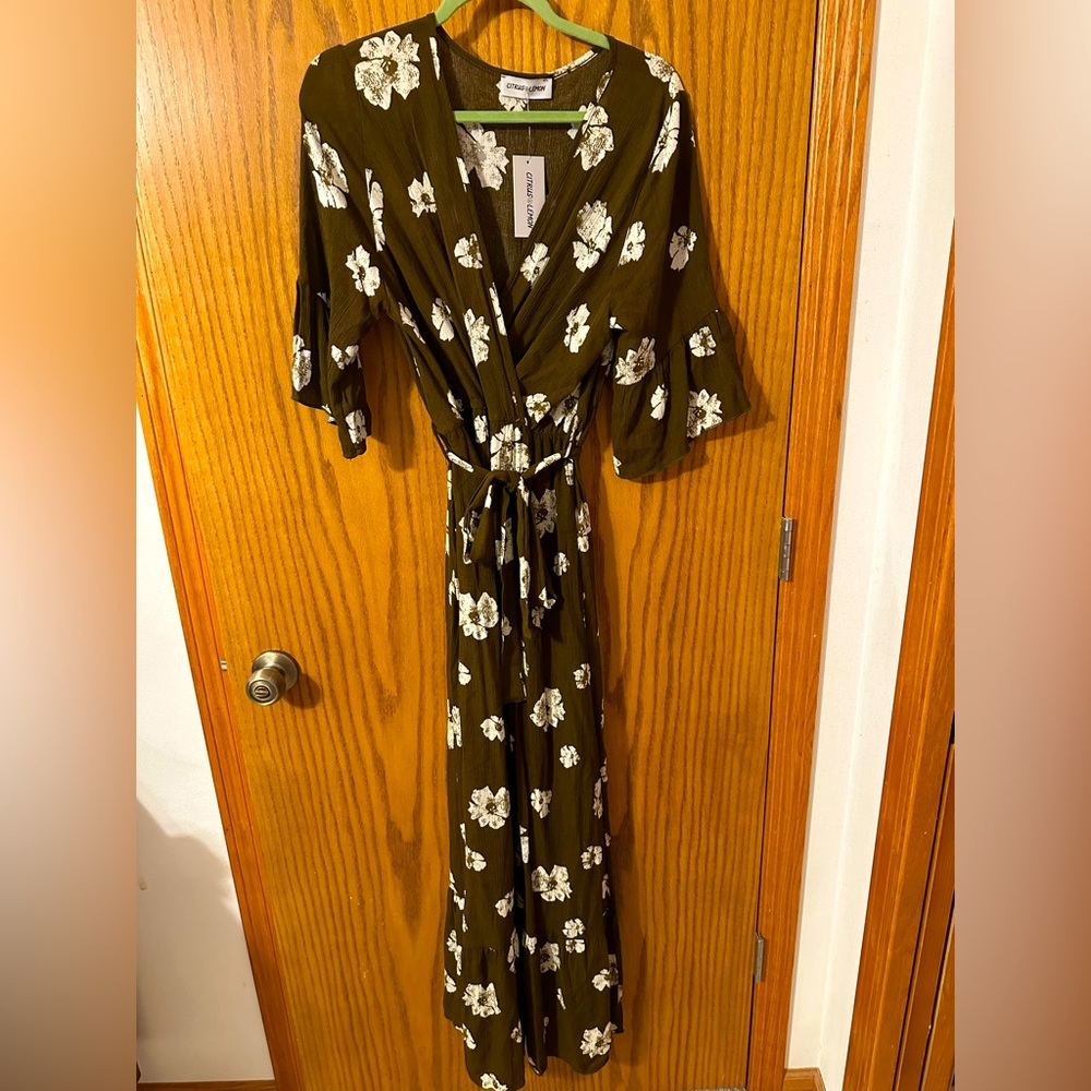 Olive green maxi dress